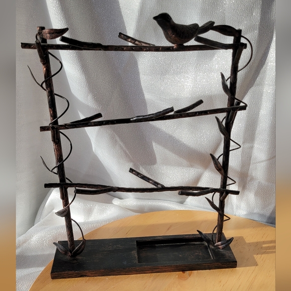 Metal Bronze Color Jewelry Stand Display Storage Holder Ring Necklace Bird - Picture 3 of 9